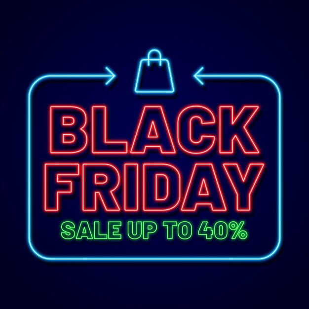 Black friday-evenement in neonstijl