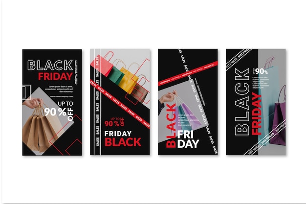 Gratis vector black friday instagram-verhalencollectie