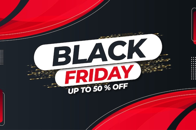 Black Friday Mega Sale tot 50% korting met abstracte vormen ontwerpsjabloon
