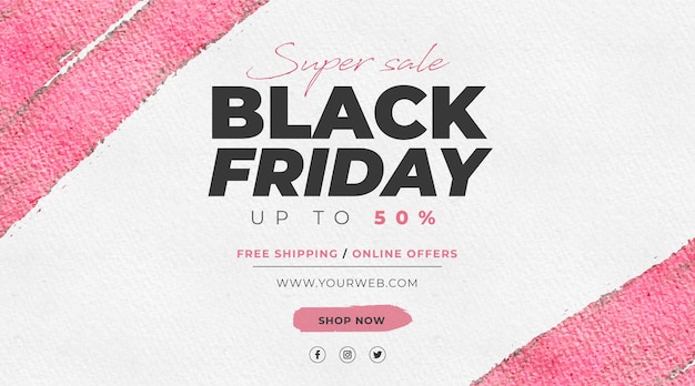 Black Friday Sale banner met roze vlekken
