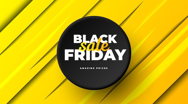 Black Friday Sale-bannersjabloon met abstracte gele achtergrond en zwart label