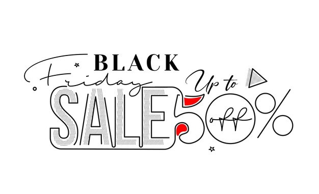 Black Friday Sale promotie Poster of banner ontwerp, speciale aanbieding 50% verkoop, promotie en winkelen vector sjabloon.