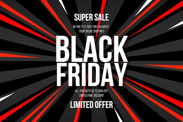 Black friday super sale met abstracte komische achtergrond