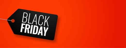 Gratis vector black friday-tag op rode banner met tekstruimte