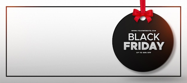 Gratis vector black friday-verkoopachtergrond met etiket en realistisch rood lint