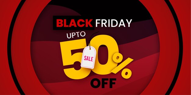 Black Friday-verkoopbanner in rood en zwart voor sociale media en zakelijke doeleinden Gratis Vector