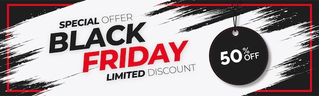 Black Friday-verkoopwebsitebanner met witte plons