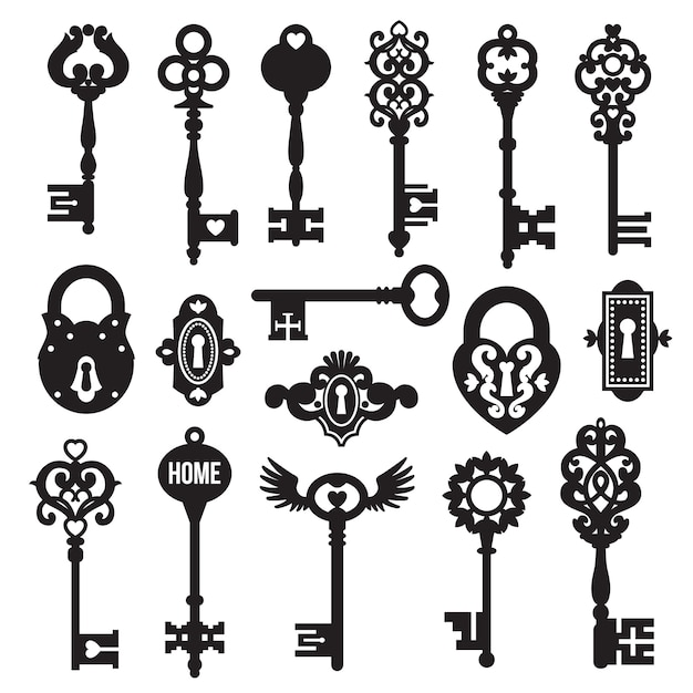 Gratis vector black keys and locks set