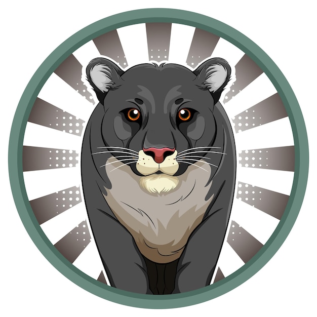 Gratis vector black panther cartoon met komische achtergrond