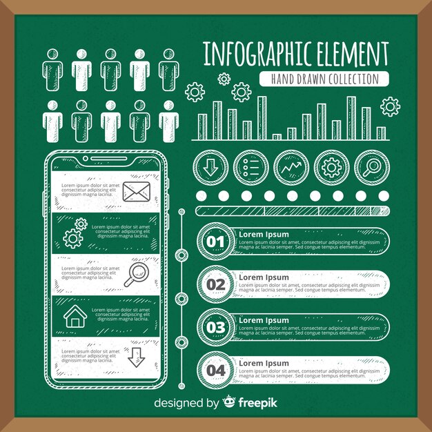 Blackboard infographic element collectie