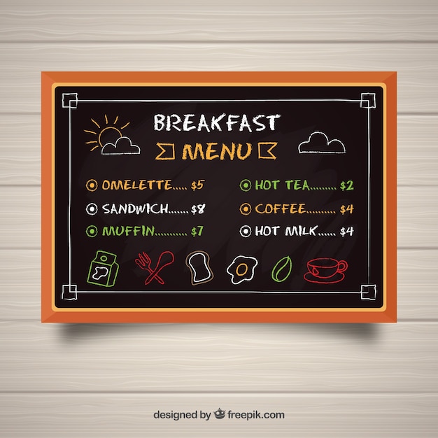 Gratis vector blackboard menusjabloon