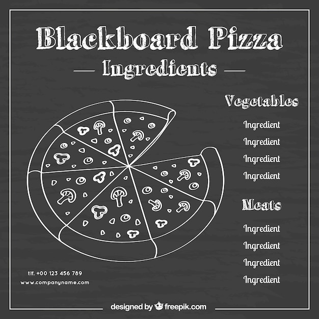 Blackboard met pizza ingrediënten