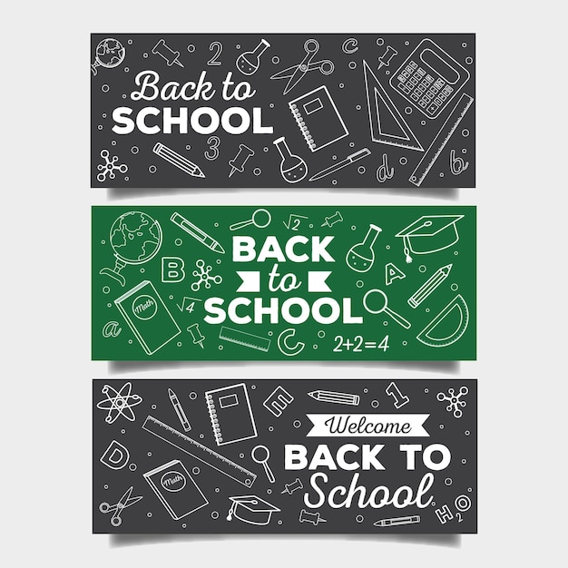 Blackboard terug naar school banners collectie