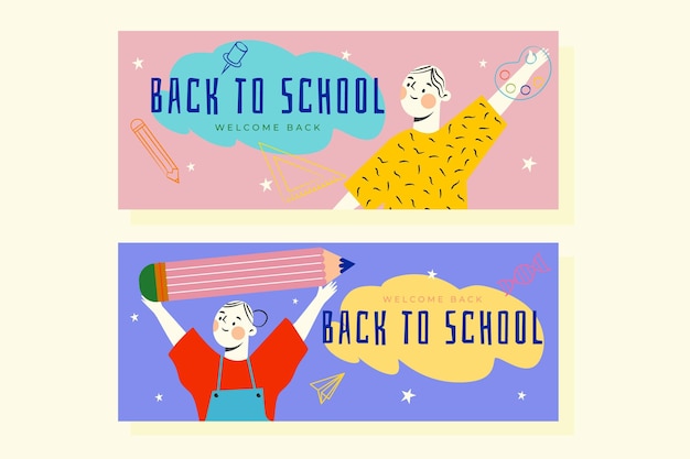 Blackboard terug naar school banners collectie