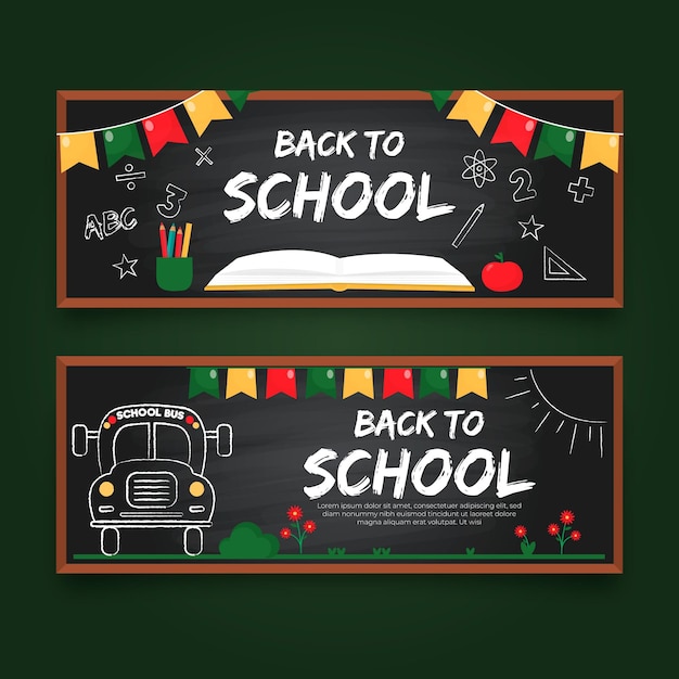 Gratis vector blackboard terug naar school banners sjabloon