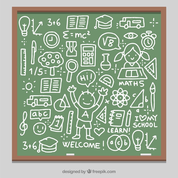 Gratis vector blackboard vol leuke tekeningen