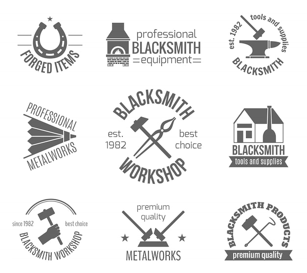 Gratis vector blacksmith label set