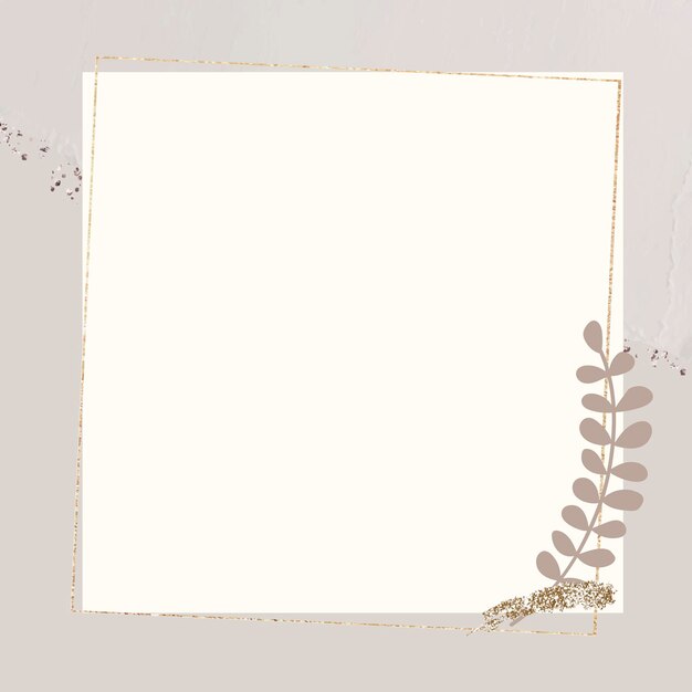 Blad gouden frame op beige achtergrond vector