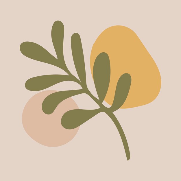 Blad natuur sticker, doodle illustratie in aardse ontwerp vector