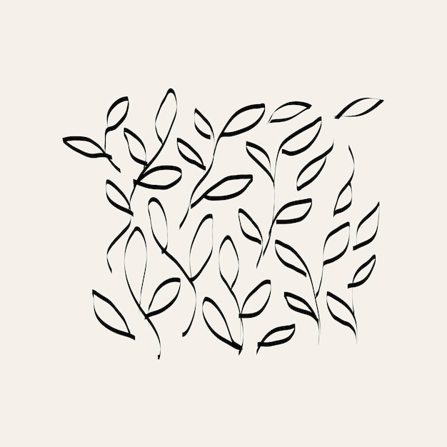 Bladeren inkt doodle element, eenvoudige hand getekende vectorillustratie