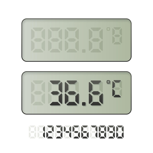 Blanco en met normale temperatuurthermometerschermen Grijze digitale nummerset