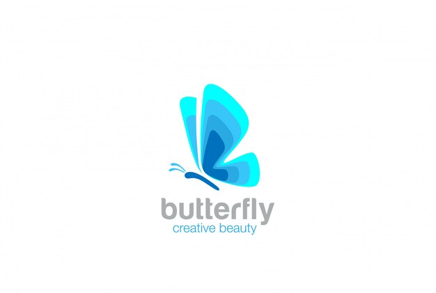 Blauw abstract vlinder logo pictogram.