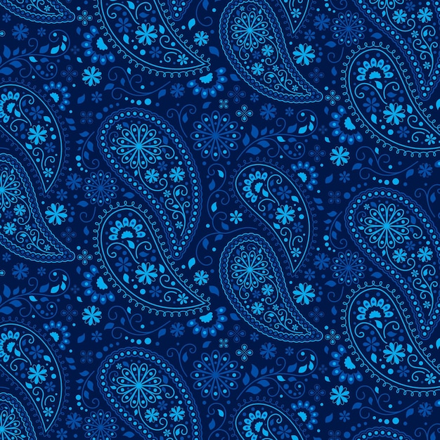 Blauw afgezwakt paisley bandanapatroon