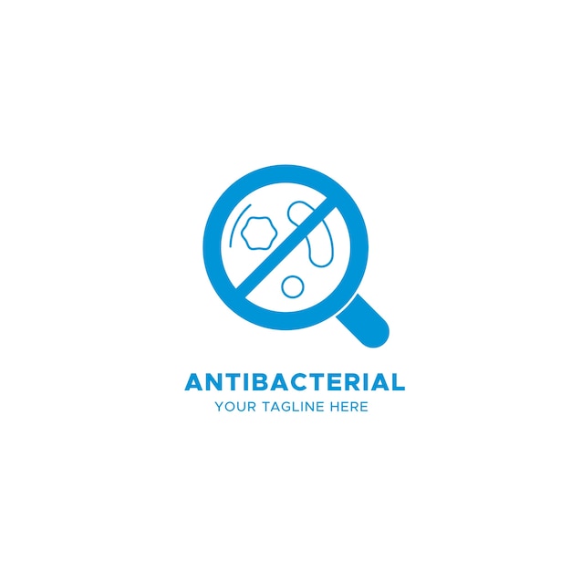 Gratis vector blauw antibacterieel logo afgebeeld