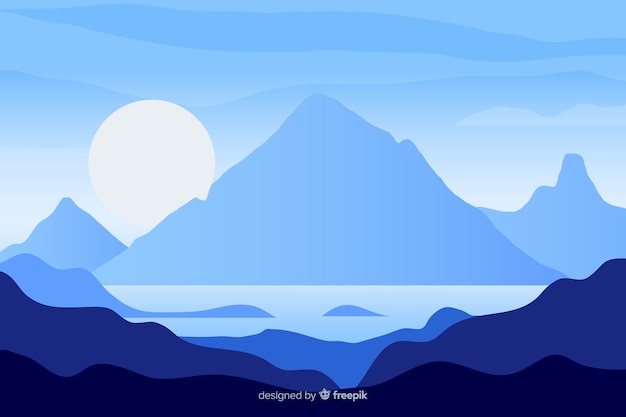 Gratis vector blauw bergenlandschap