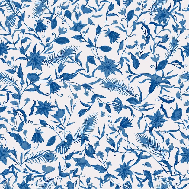 Gratis vector blauw bloemen naadloos patroon