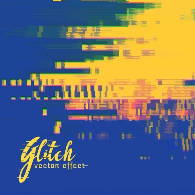 Gratis vector blauw en geel abstracte achtergrond, glitch effect