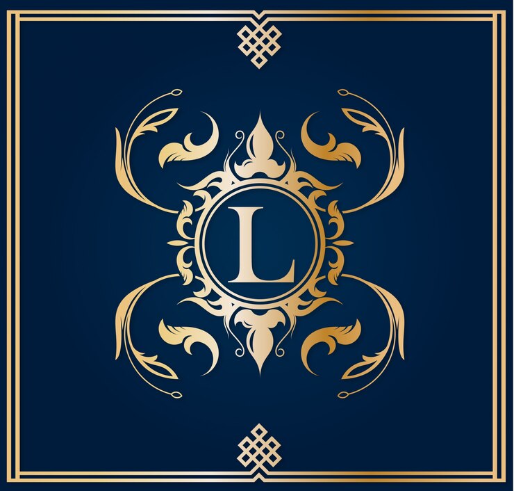 Gratis Vector blauw en goud logo met hoofdletter