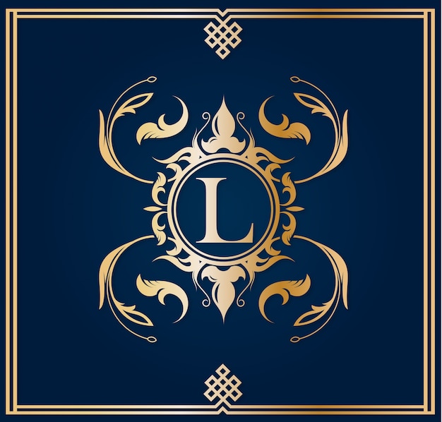 Blauw en goud logo met hoofdletter