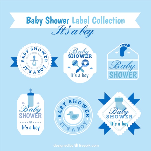 Blauw en wit baby shower stickers