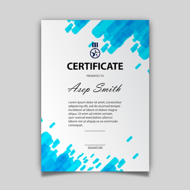 Blauw en wit certificaat sjabloon