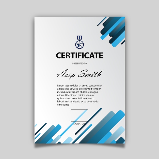 Blauw en wit certificaat sjabloon