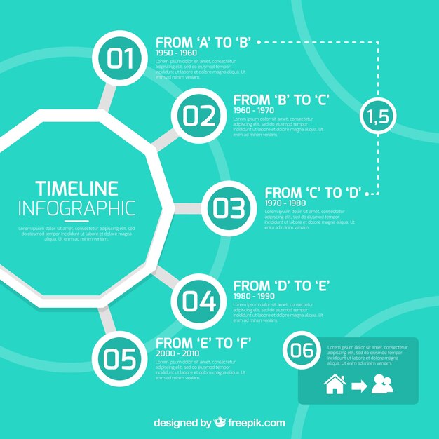 Blauw en wit tijdlijn infographic