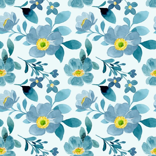 Blauw groen bloemen aquarel naadloos patroon