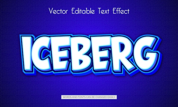 Blauw ijsberg 3d bewerkbaar tekststijleffect