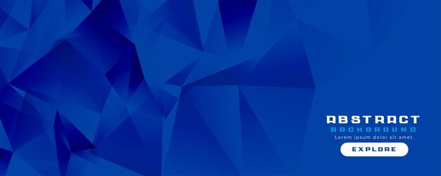 Blauw laag poly breed bannerontwerp