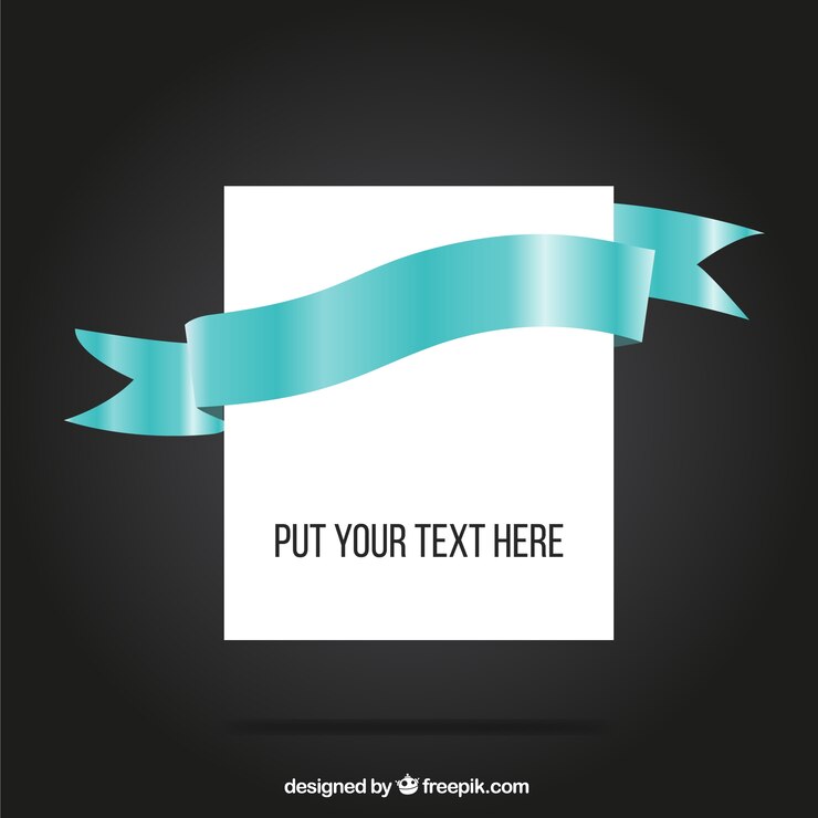 Gratis Vector blauw lint rond blanco papier