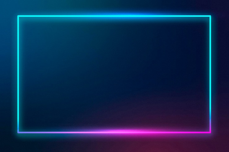 Gratis Vector blauw neonframe op een donkere achtergrond