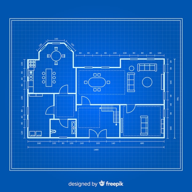 Blauwdruk van een huis bovenaanzicht