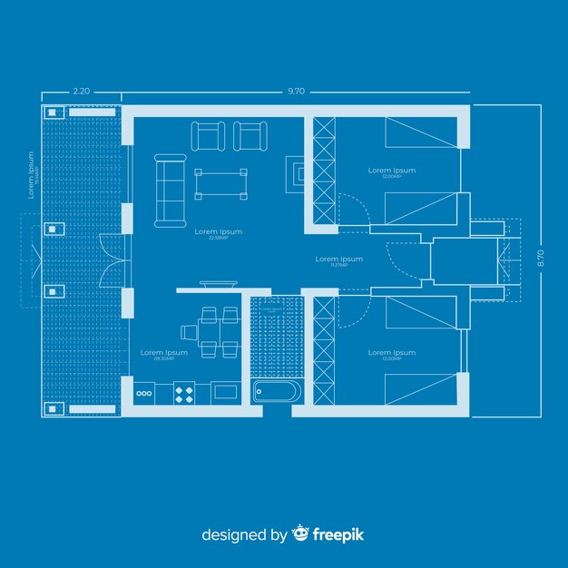 Blauwdruk van een huis modern plan