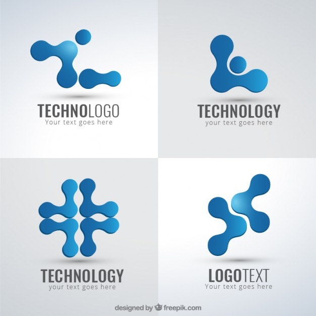 Gratis vector blauwe abstracte technologie logo templates