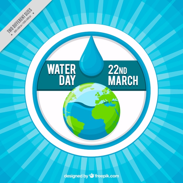 Gratis vector blauwe achtergrond met drop en de wereld water dag