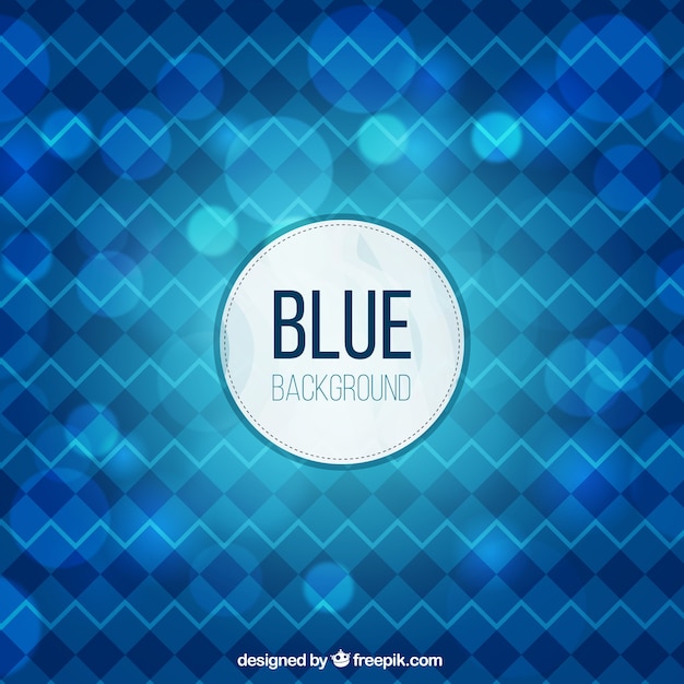 Gratis vector blauwe achtergrond met geometrische vormen en bokeh effect