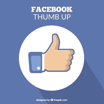 Blauwe achtergrond van de duim omhoog van facebook