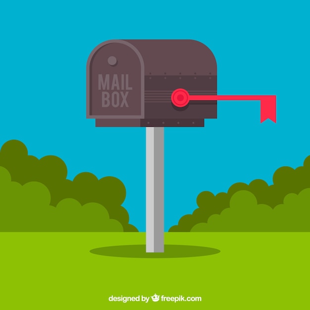 Gratis vector blauwe achtergrond van de mailbox met struiken