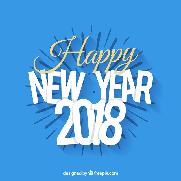 Blauwe achtergrond van gelukkig nieuwjaar 2018